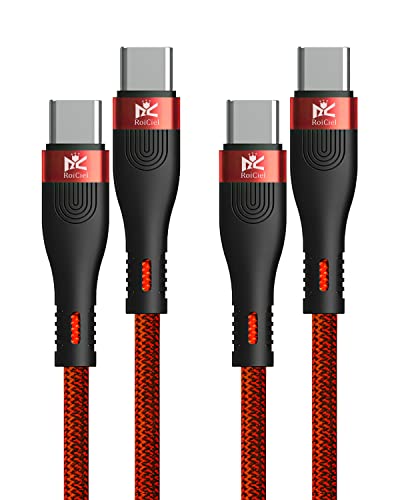 RoiCiel （ディアルズシーリズ）USB-C to USB-C ケーブル PD対応100W/6A急速充電/480Mbpsデータ通信 Type-C機種対応 E-Marker 断線防止 アンドロイド スマホ その他USB-C機器対応 (0.5m（レッド）X2)